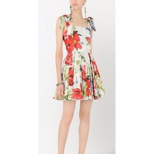 DOLCE & GABBANA SQUARE NECK FLORAL PRINT DRESS